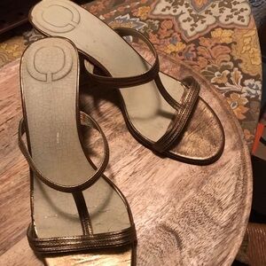 Elegant Golden Bronze Leather Sandals Ready for Parties or Nights Out